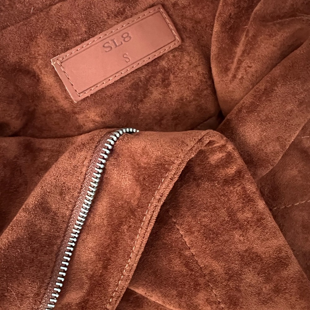 SL8 Rust/Brown Suede Fall Moto Jacket, Small - Picture 7 of 8